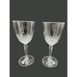 Set of 2 Diamant Cristal D'Arques Durand Crystal Wine Glass Stemware